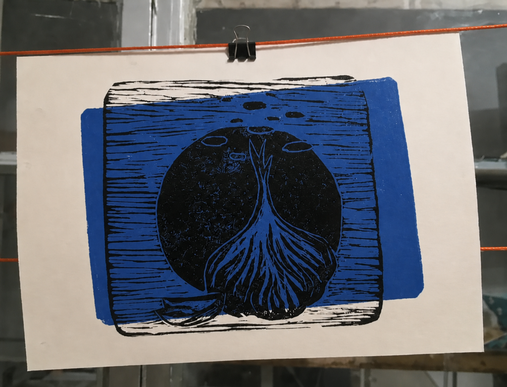 Grabado original «Ajo amarillo» – linograbado artesanal — foto 3