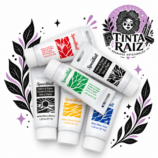 Set Speedball de 6 tintas para grabado en tela y papel