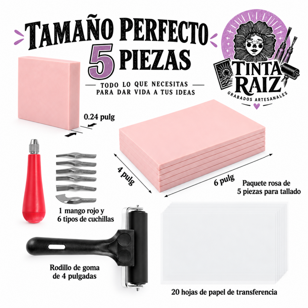 Kit de linograbado Bobblebro – 5 bloques 4×6″ — foto 2