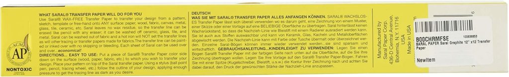 Papel de transferencia Saral grafito 12½″ × 12 ft - detalle 3