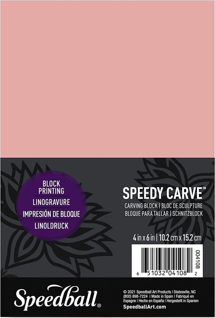 Detalle de uso del bloque Speedball Speedy-Carve para grabado en relieve