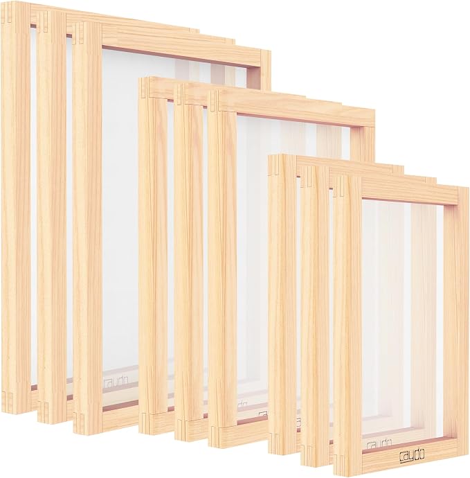 Marco de serigrafía de 9 piezas con malla blanca 110, marco de madera serigrafiado de 3 tamaños para principiantes de artesanía, 10 x 14 pulgadas, 8 x 12 pulgadas, 6 x 10 pulgadas — foto 1