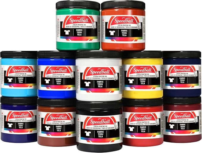 Speedball Juego de estudio de tinta de serigrafía de tela, 12 colores, 8 onzas para impresión de camisetas y serigrafía — foto 1