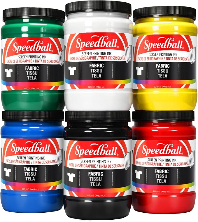 Speedball Juego de estudio de tinta de serigrafía de tela, 6 colores, 32 onzas para impresión de camisetas y serigrafía — foto 1