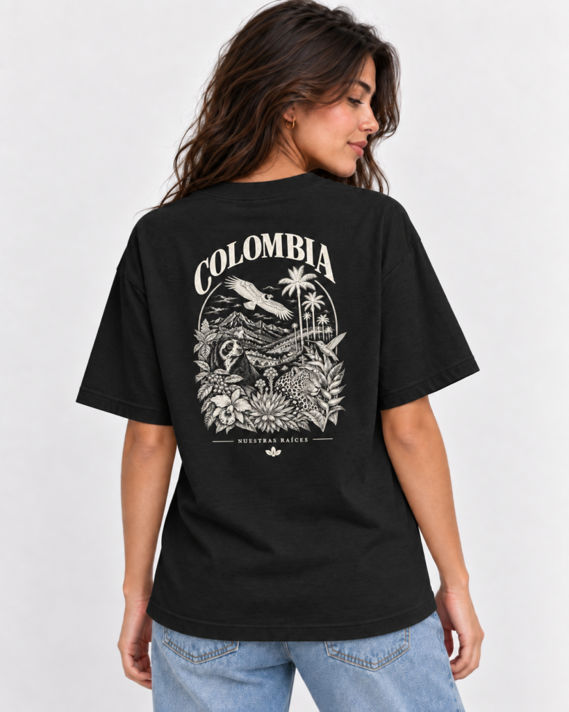 Camiseta Colombia colombia negro reverso