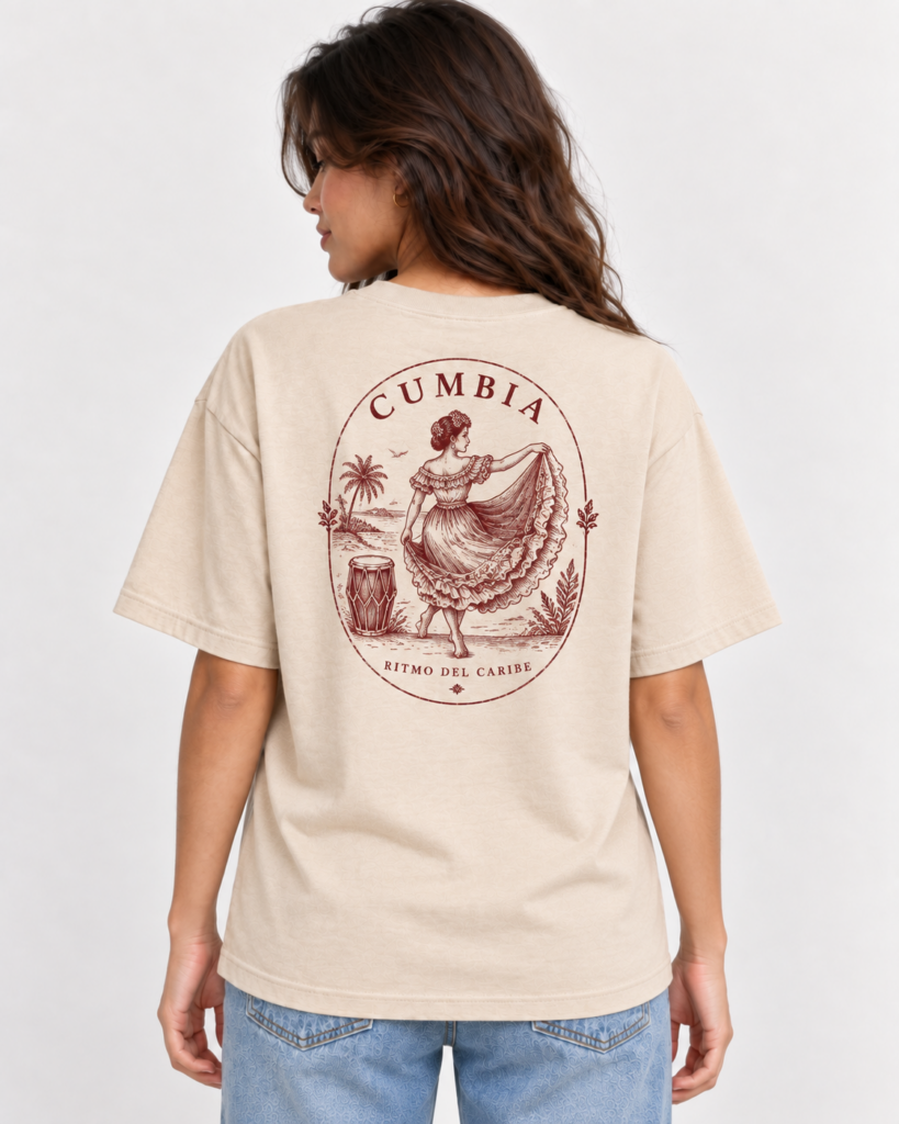 Camiseta serigrafiada – Cumbia caribeña – reverso